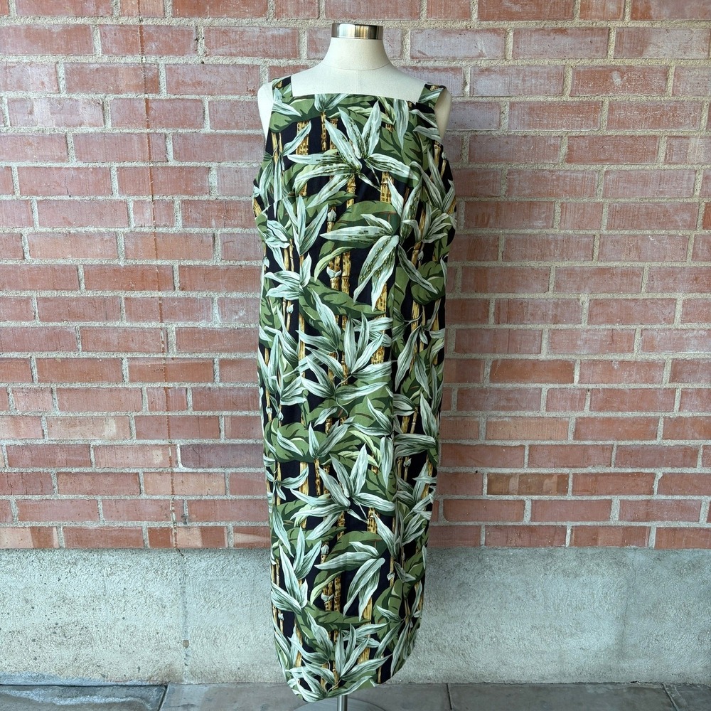 Vtg Ulta Dress NY Bamboo Beaded Square Neck Cotton Dress‎ No Size